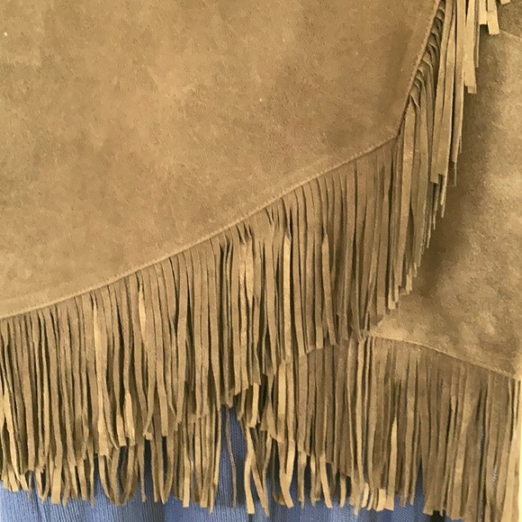 Dark Brown Suede Skirt w/Fringe - Picture 2 of 9